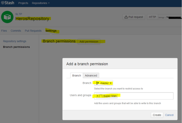 Adding branch permissions for Superman to a Master