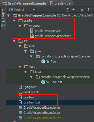 IntelliJ Project view with Gradle Wrapper files